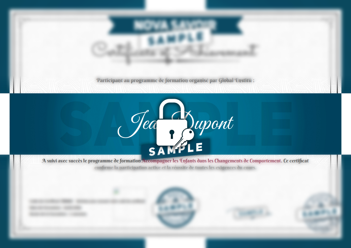 Exemple de certificat Accompagner les Enfants dans les Changements de Comportement
